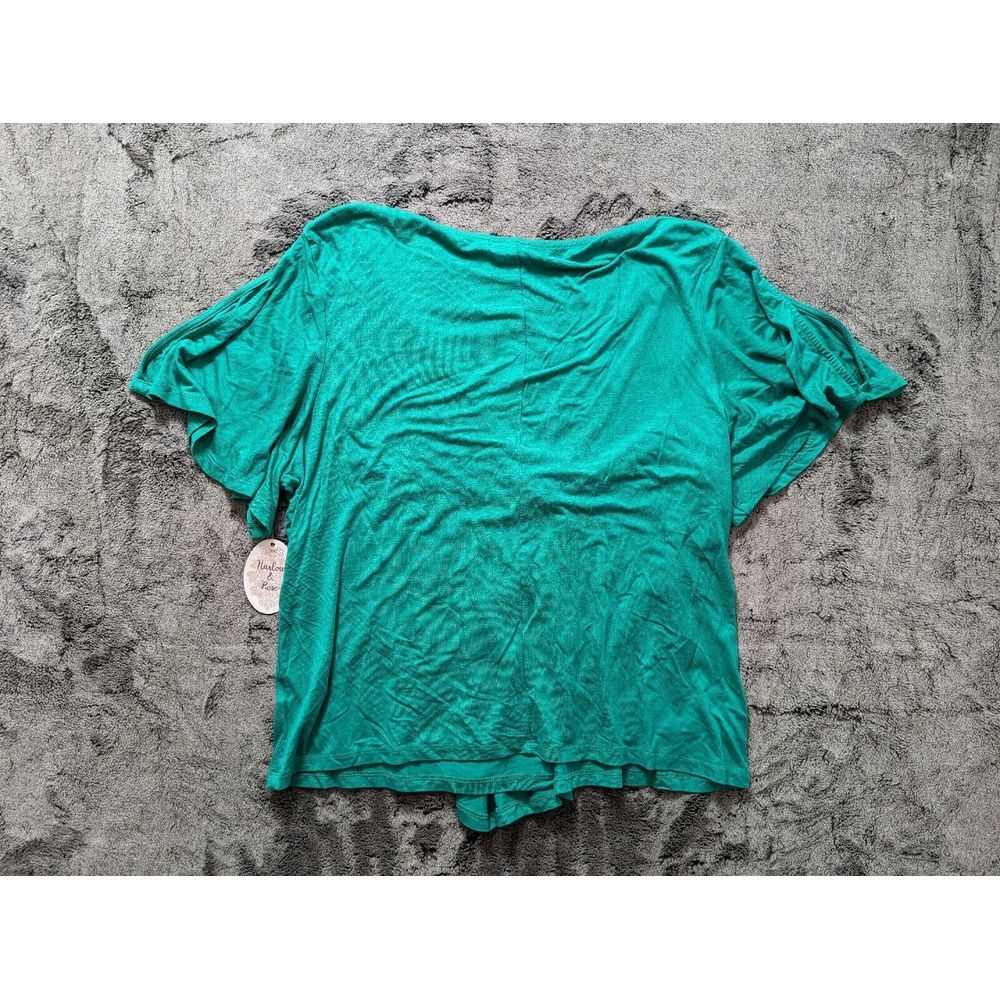 Harlow & Rose Short Sleeve V Neck Shirt Women's Size XL Green - Picture 7 of 9